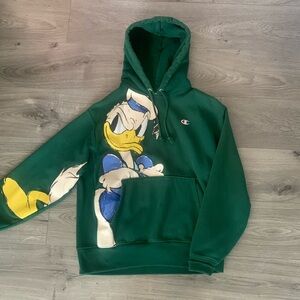Champion X Disney green donald duck hoodie. Size L